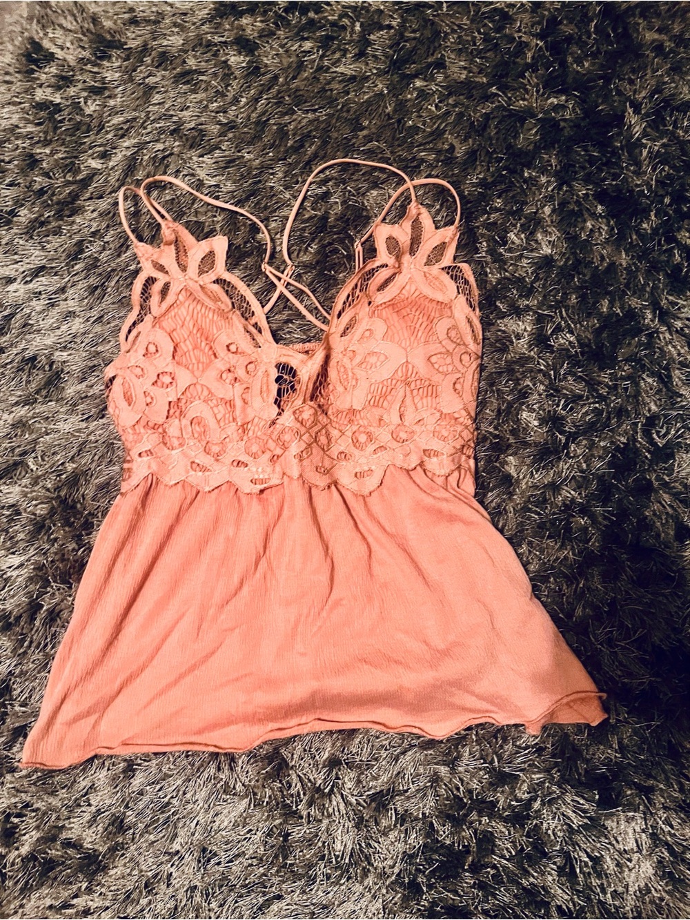Lace-Trim Spaghetti Strap Women's Top in Pink